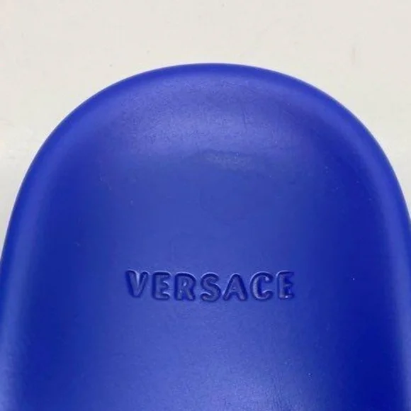 VERSACE Blue Rubber Medusa Head Pool Slides Size 43  display picture 1